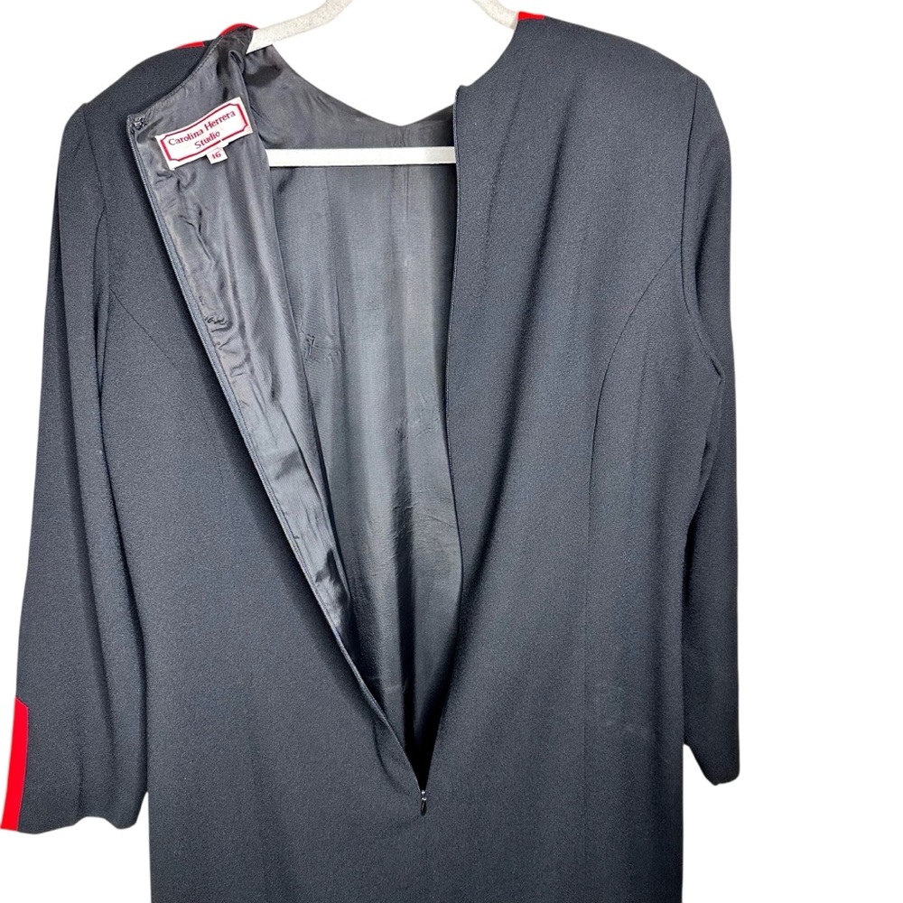 Carolina Herrera Studio Vintage 80s Dress SZ 16 Black Red - Picture 12 of 16